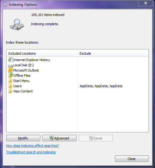 What Is The Benefit Of Indexing In Windows Vista