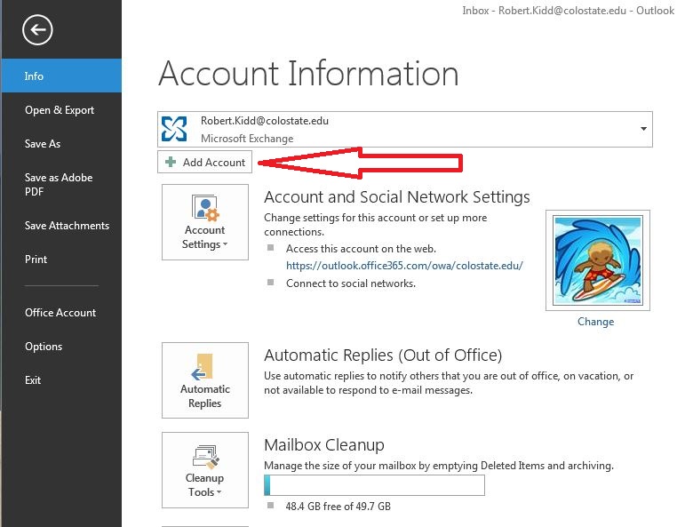 Add Account in Outlook