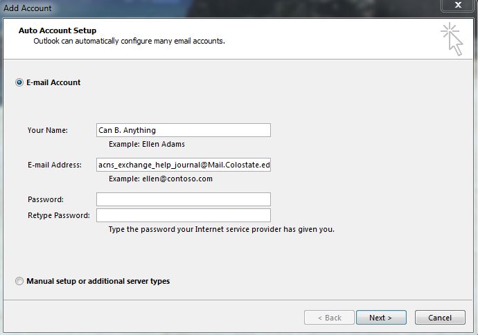 Auto Account Setup in Outlook